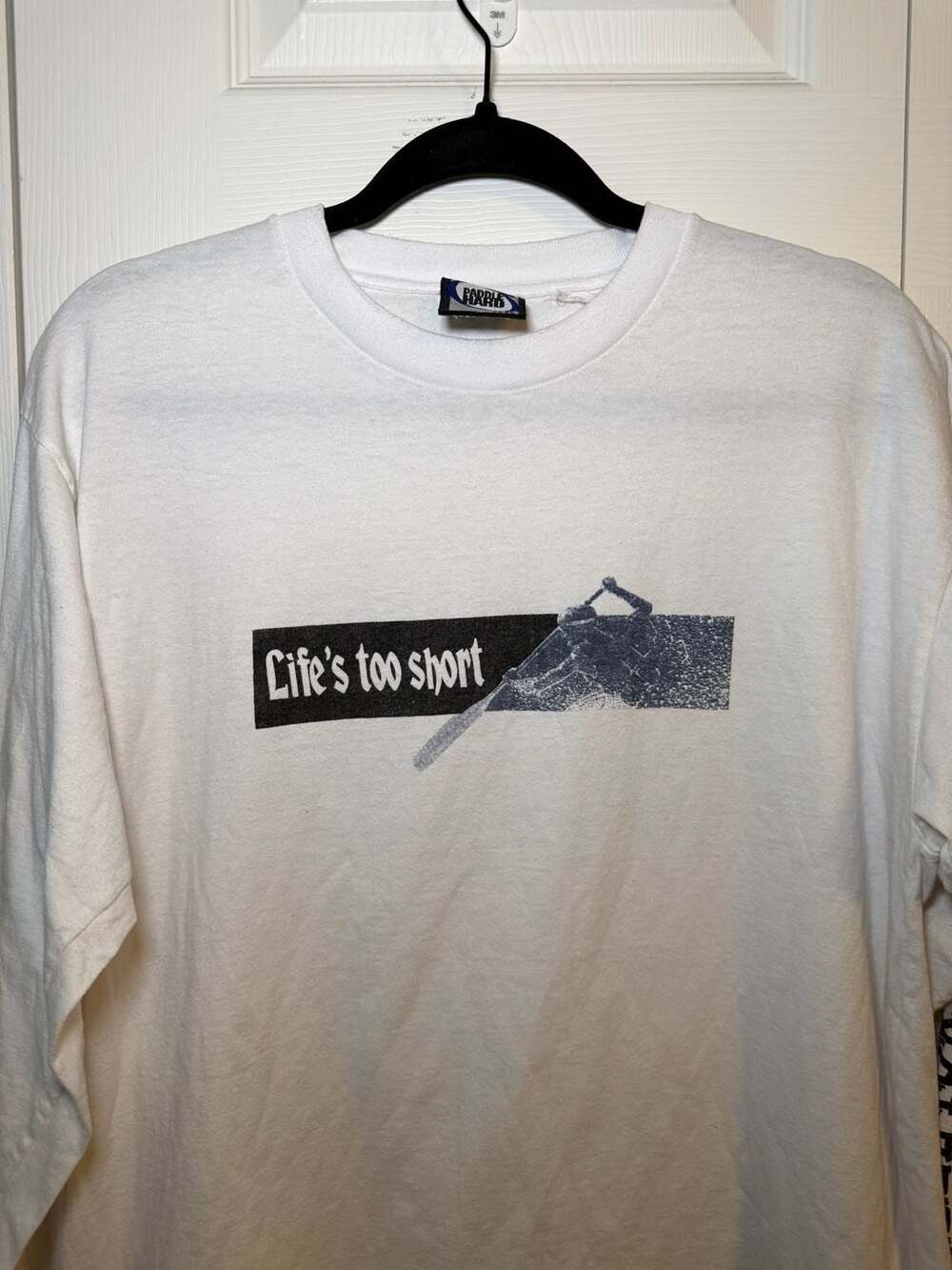 Paddle Hard Life's Too Short Size L Vintage Long Sleeve T-Shirt White